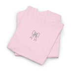 Minimalist Bow Graphic Tee – Cute Unisex T-Shirt, 100% Cotton Casual Wear (embroidered)