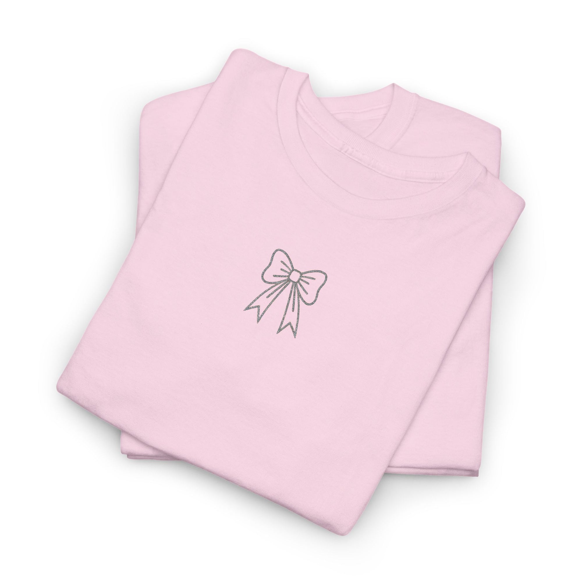 Minimalist Bow Graphic Tee – Cute Unisex T-Shirt, 100% Cotton Casual Wear (embroidered)