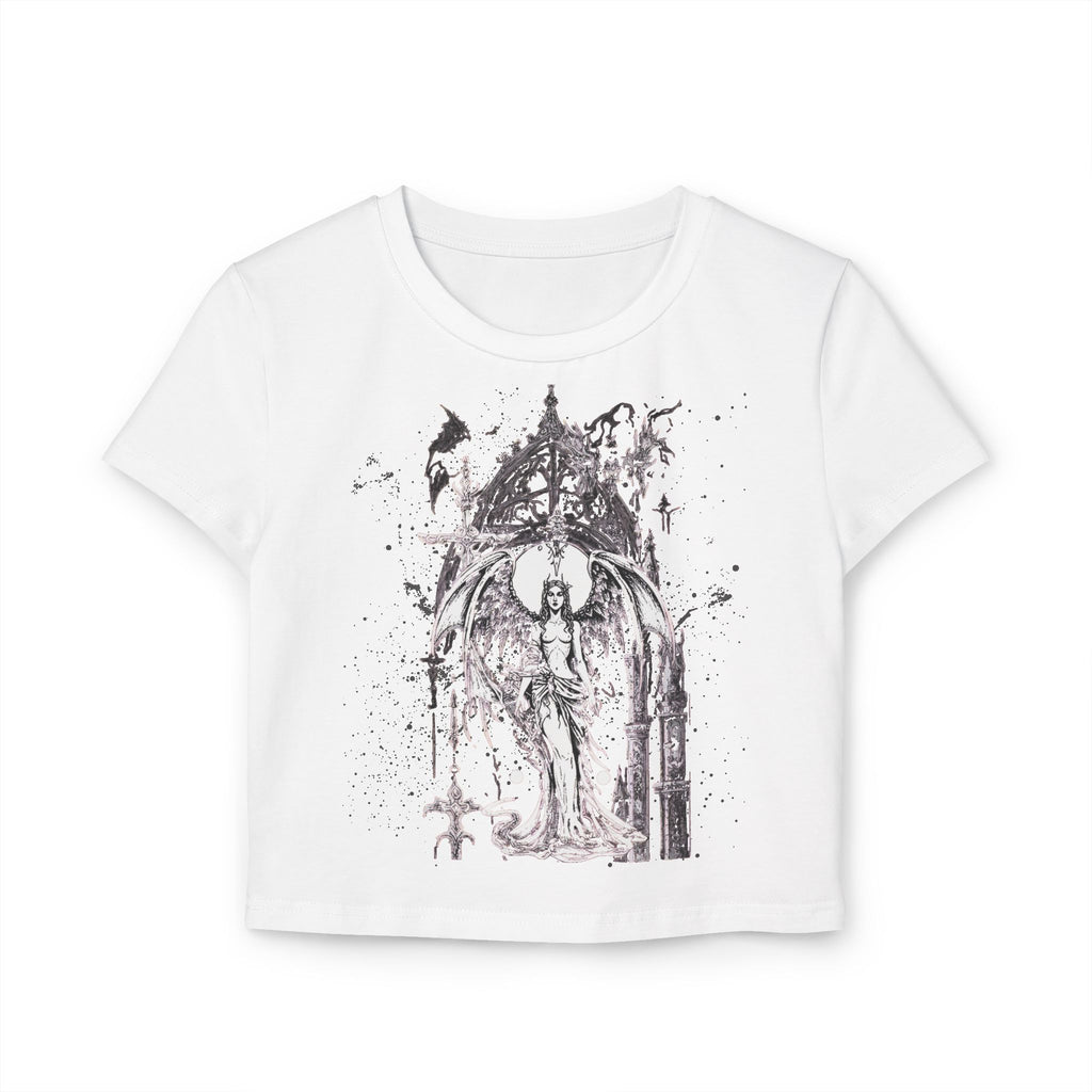 Gothic Angel Baby Tee – Bold Art Meets Everyday Chic