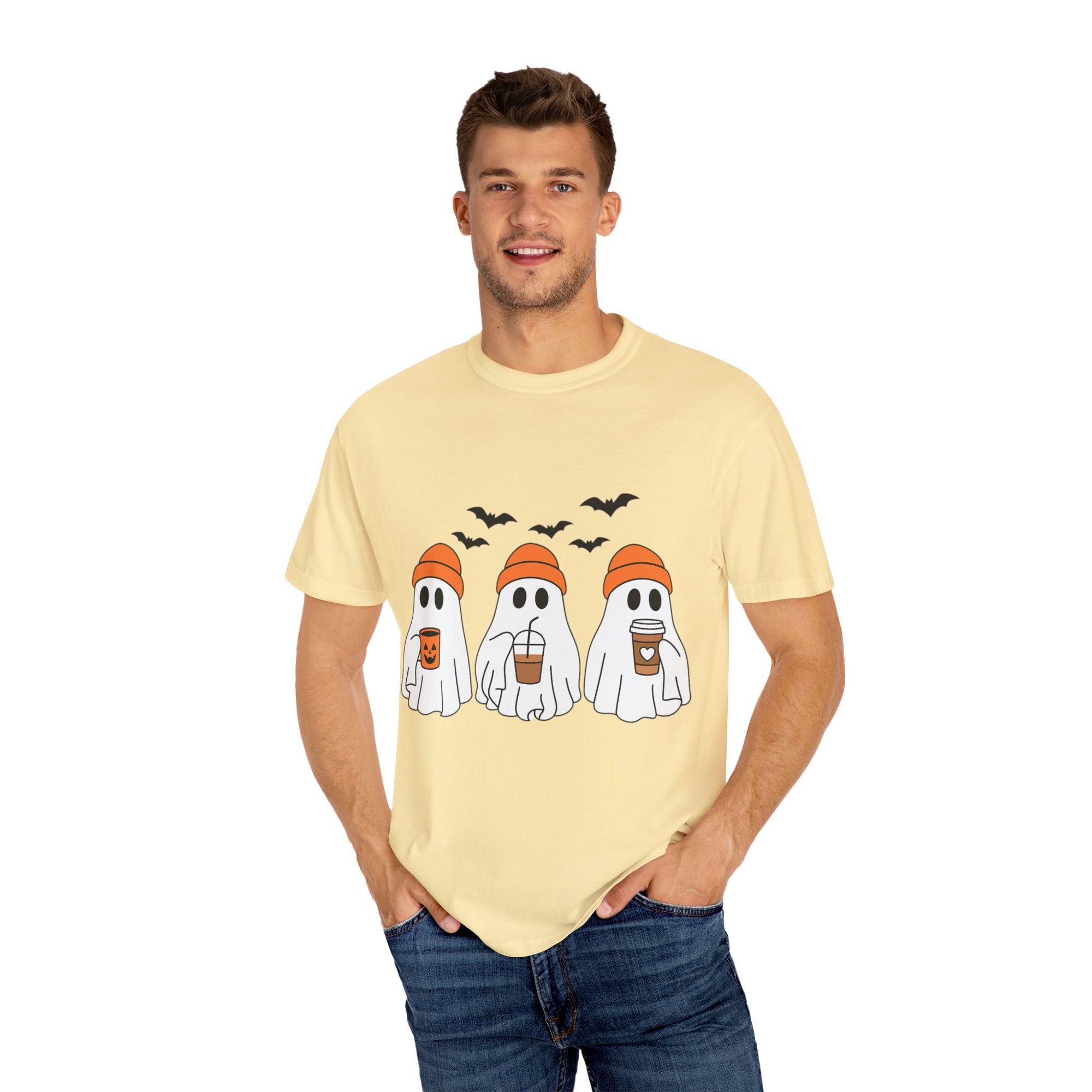 Ghostly Vibes Tee – Cute Unisex Halloween Graphic T-Shirt