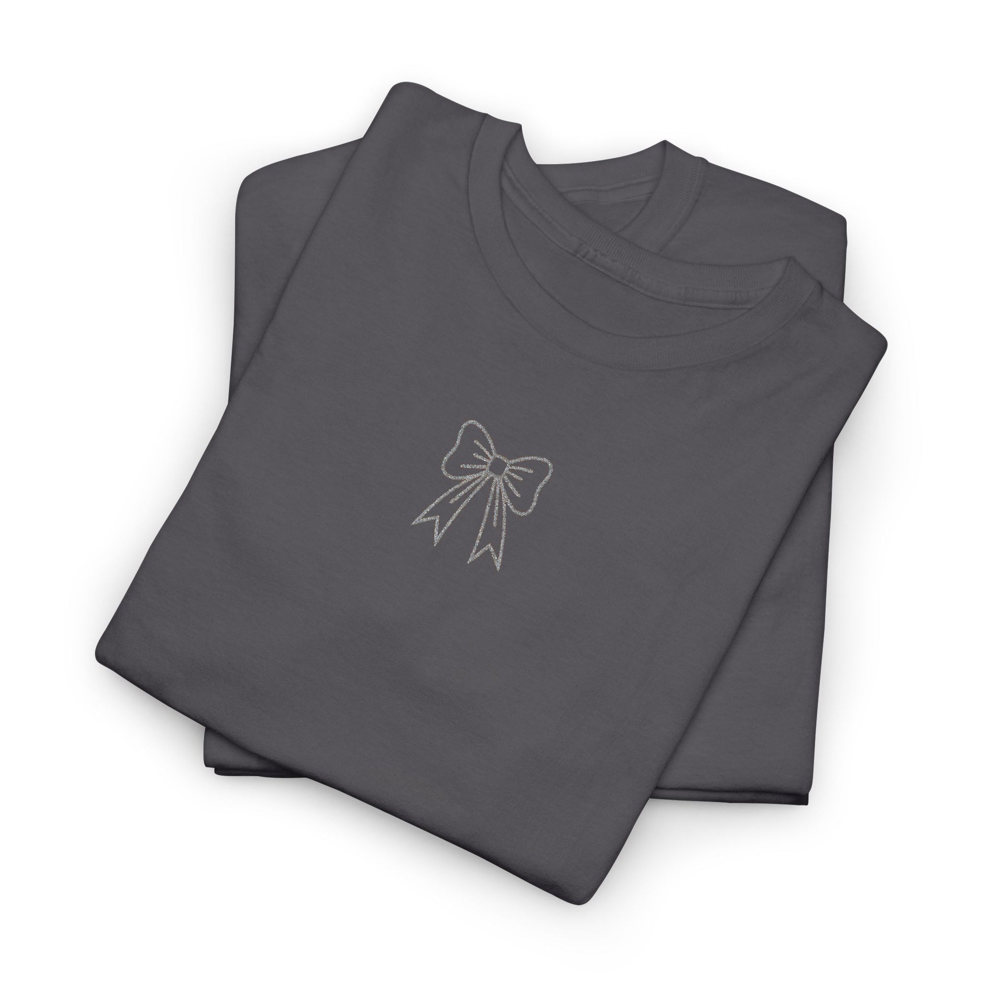 Minimalist Bow Graphic Tee – Cute Unisex T-Shirt, 100% Cotton Casual Wear (embroidered)