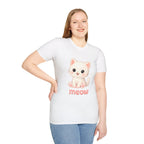 Cute Cat Meow T-Shirt – Unisex Softstyle Tee | Adorable Kitten Graphic for Kids & Adults | Perfect Gift for Cat Lovers