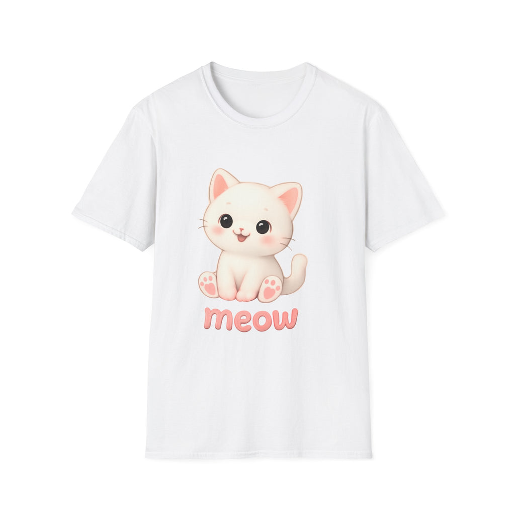Cute Cat Meow T-Shirt – Unisex Softstyle Tee | Adorable Kitten Graphic for Kids & Adults | Perfect Gift for Cat Lovers