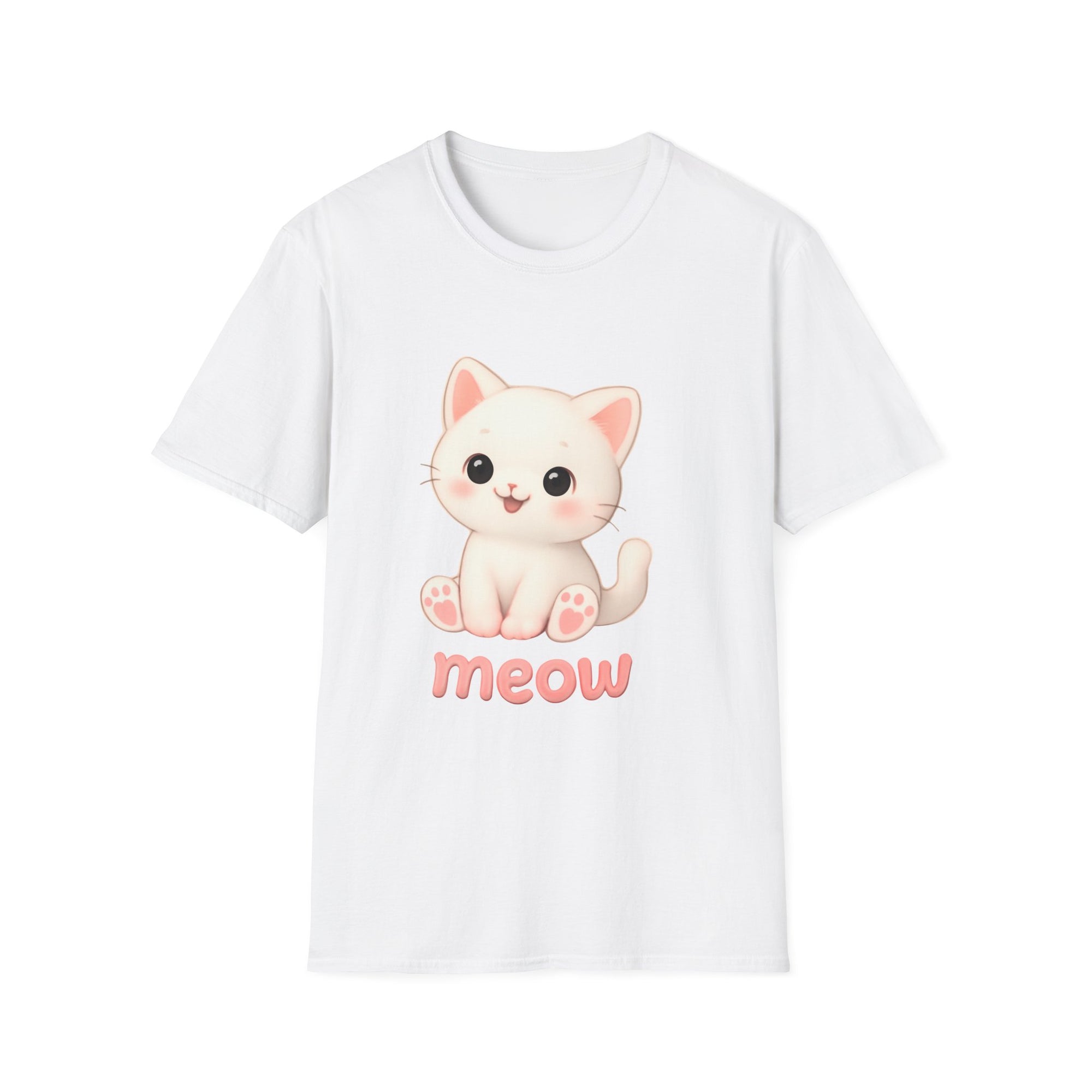 Cute Cat Meow T-Shirt – Unisex Softstyle Tee | Adorable Kitten Graphic for Kids & Adults | Perfect Gift for Cat Lovers