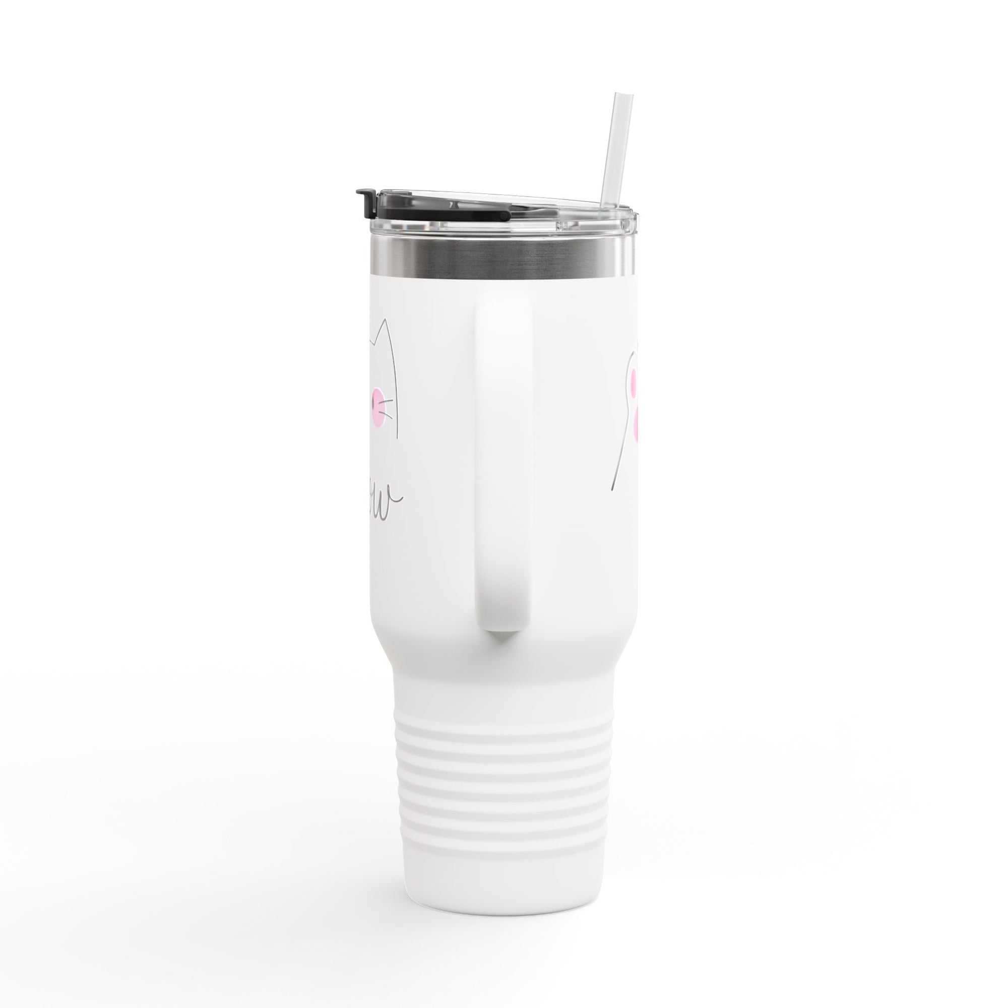 Cute Cat Insulated Travel Mug with Handle | Stainless Steel Tumbler for Coffee & Tea | Leak-Proof Gift for Cat Lovers