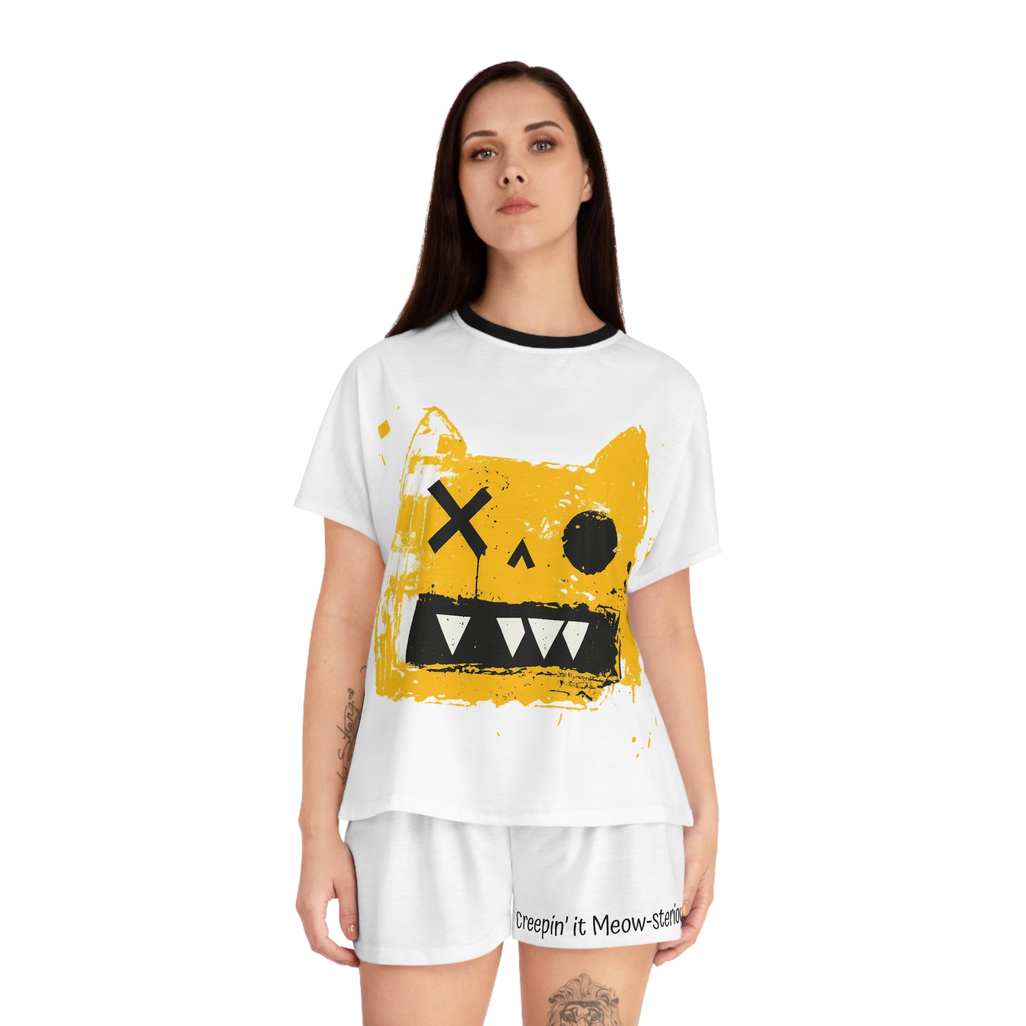 Meow-stery Cat Pajama Set – Cute Women’s Short Sleepwear & Loungewear