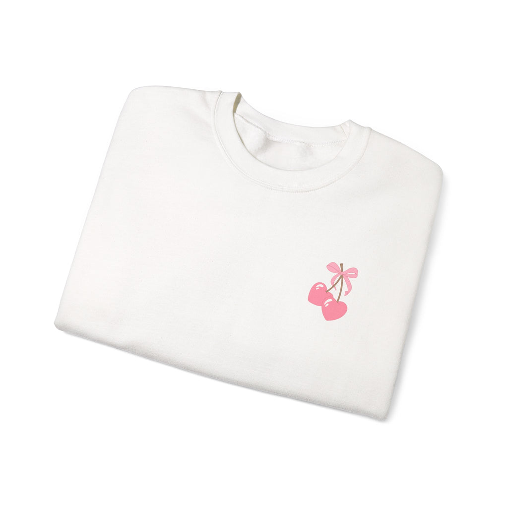 Coquette Era Crewneck Sweatshirt – Cute Cherry Print, Cozy Women's Sweater, Playful Casual Fashion
