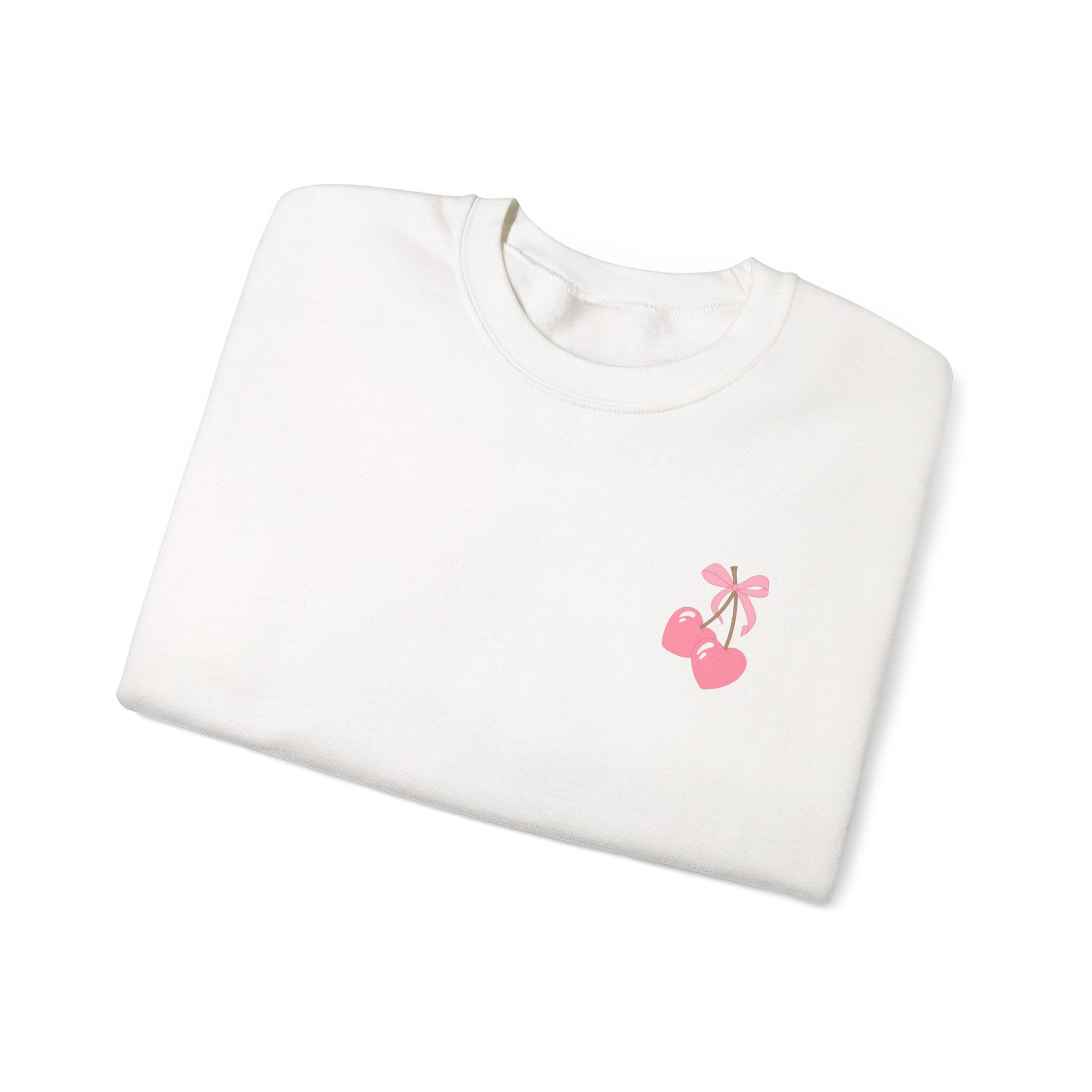 Coquette Era Crewneck Sweatshirt – Cute Cherry Print, Cozy Women's Sweater, Playful Casual Fashion