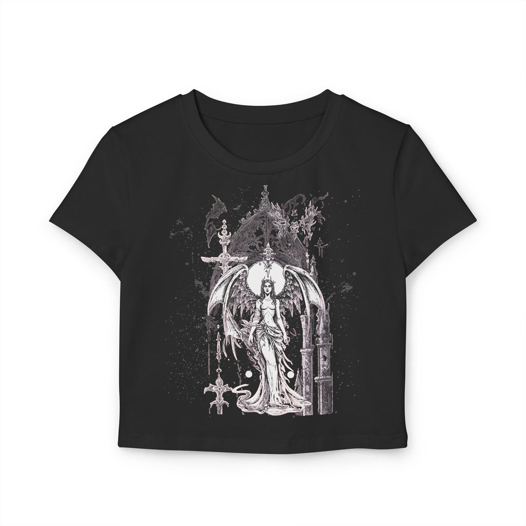 Gothic Angel Baby Tee – Bold Art Meets Everyday Chic