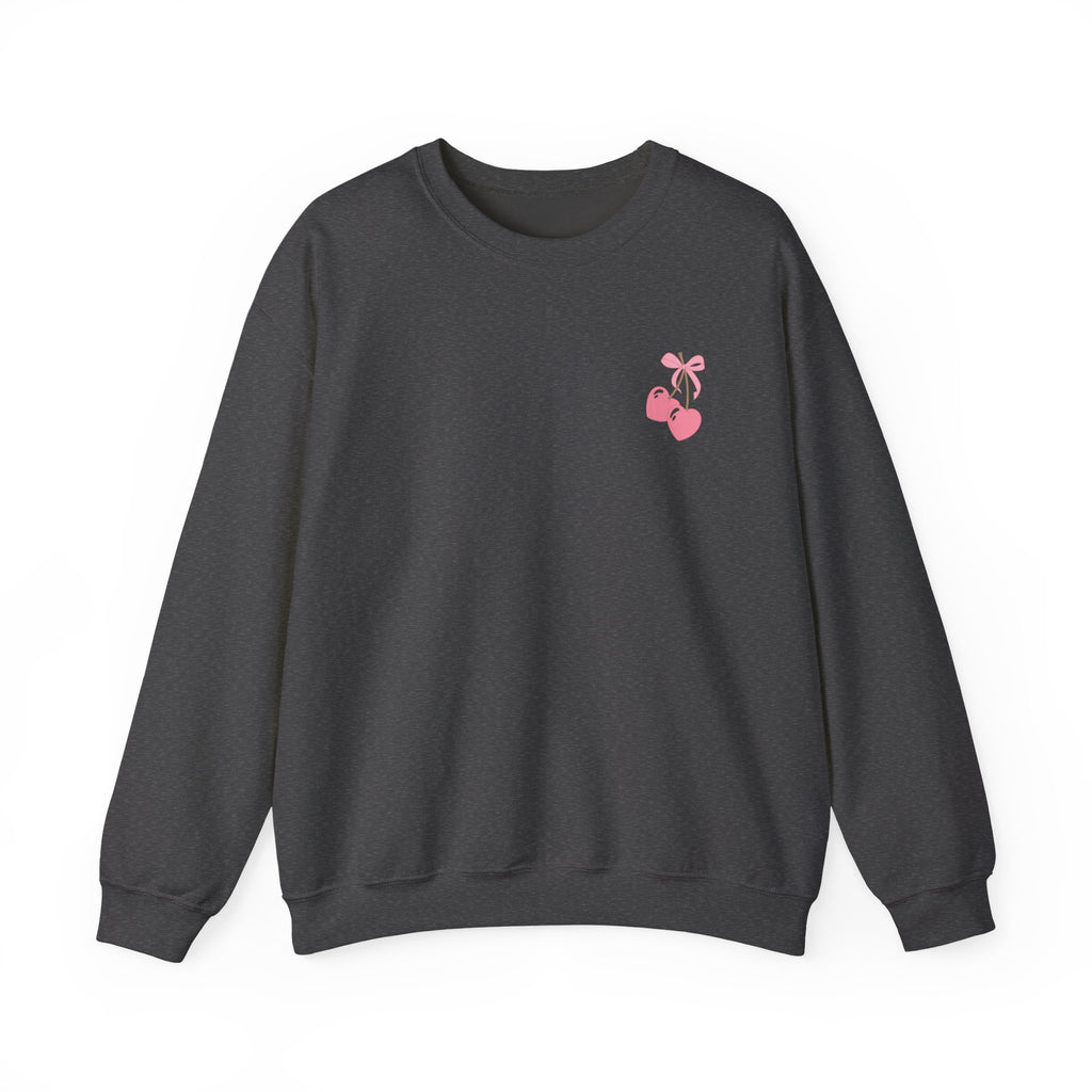 Coquette Era Crewneck Sweatshirt – Cute Cherry Print, Cozy Women's Sweater, Playful Casual Fashion