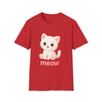 Cute Cat Meow T-Shirt – Unisex Softstyle Tee | Adorable Kitten Graphic for Kids & Adults | Perfect Gift for Cat Lovers