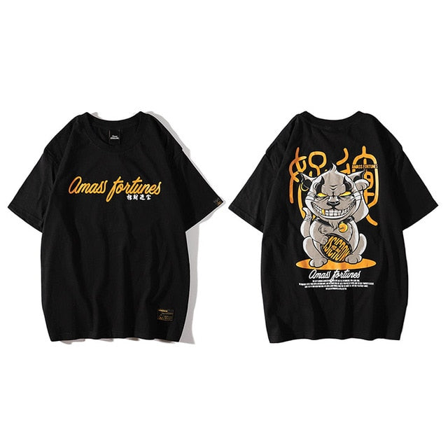 Evil Fortune Cat T-Shirt – Hip Hop Harajuku Streetwear Tee
