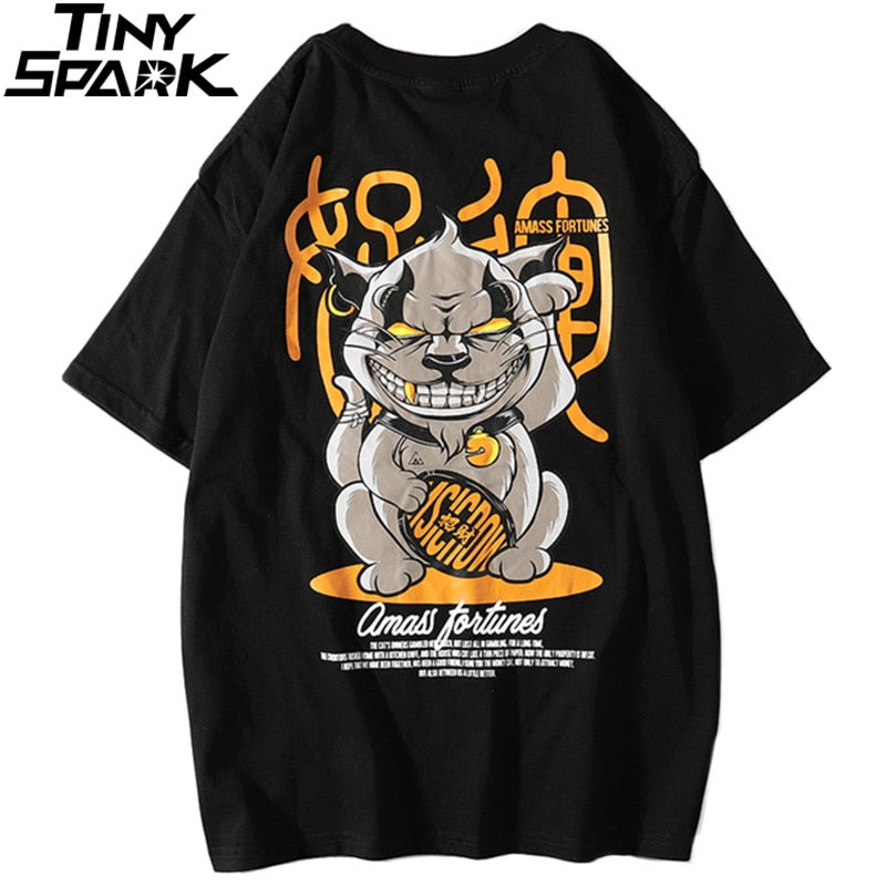 Evil Fortune Cat T-Shirt – Hip Hop Harajuku Streetwear Tee