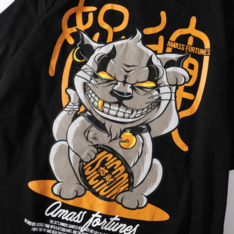 Evil Fortune Cat T-Shirt – Hip Hop Harajuku Streetwear Tee