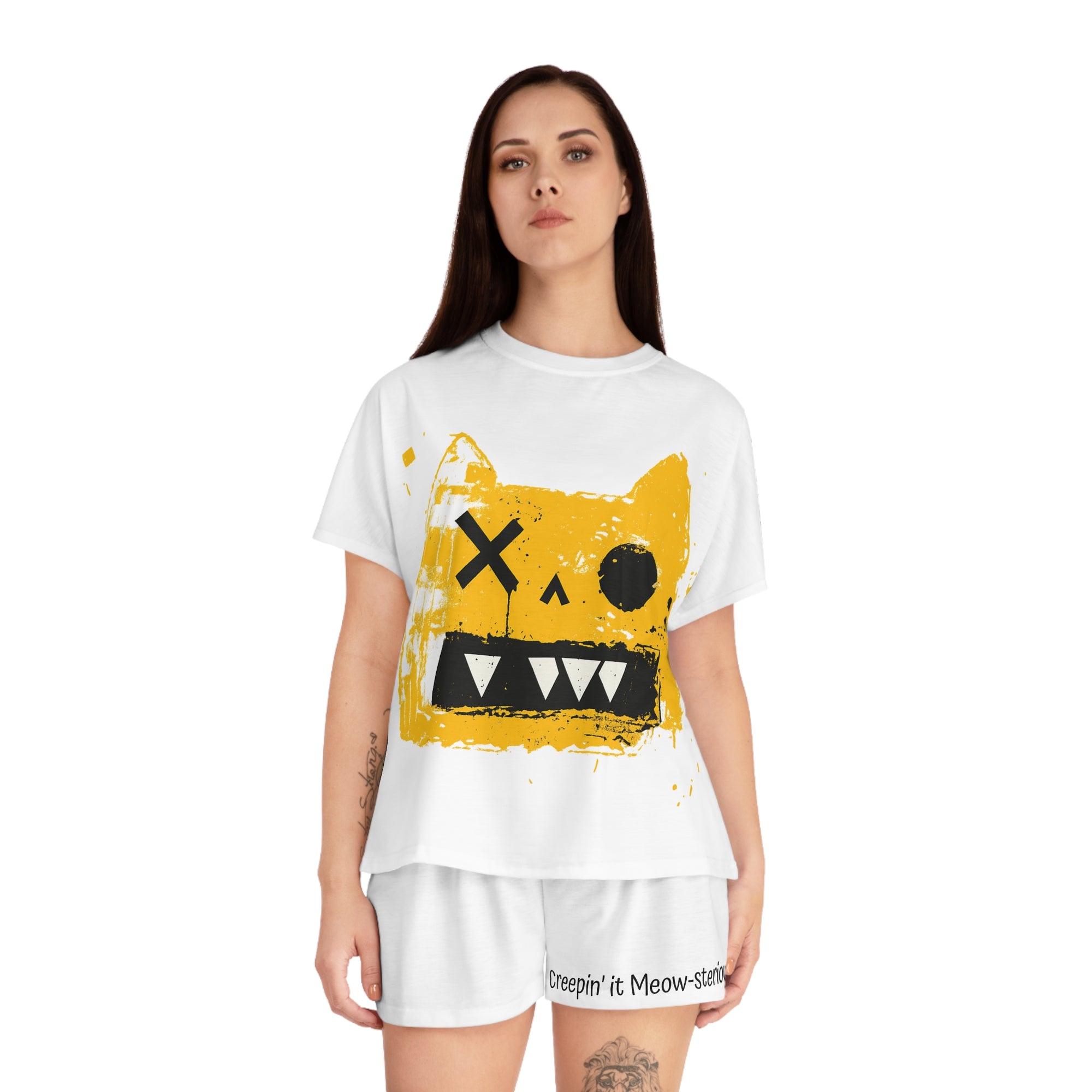 Meow-stery Cat Pajama Set – Cute Women’s Short Sleepwear & Loungewear