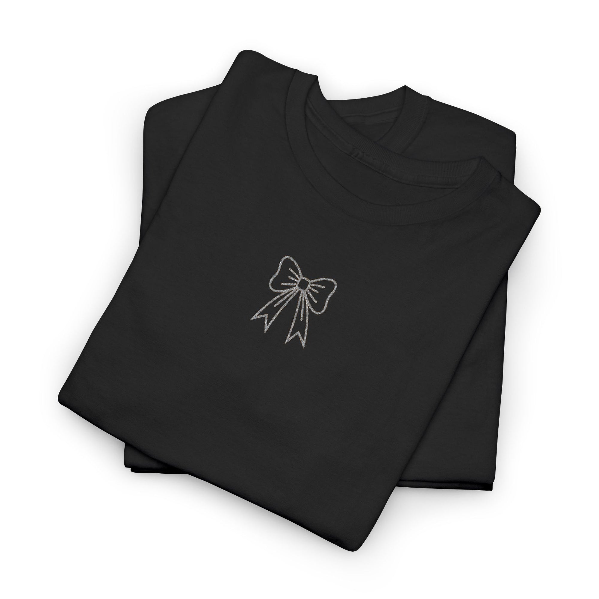 Minimalist Bow Graphic Tee – Cute Unisex T-Shirt, 100% Cotton Casual Wear (embroidered)