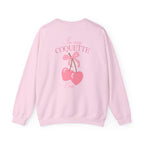 Coquette Era Crewneck Sweatshirt – Cute Cherry Print, Cozy Women's Sweater, Playful Casual Fashion
