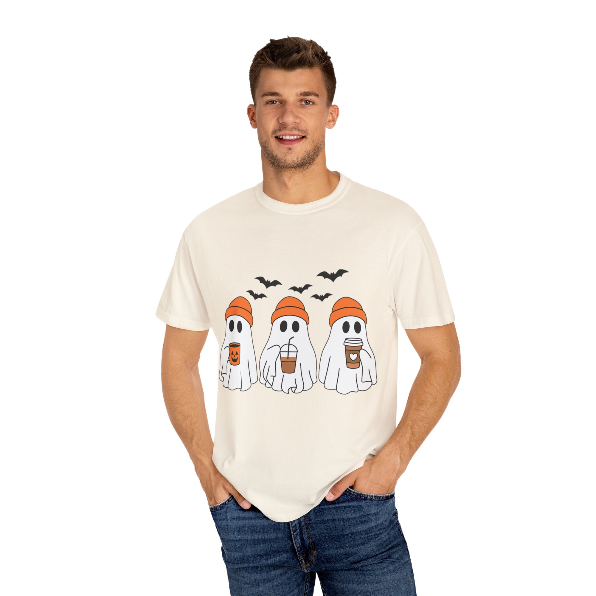 Ghostly Vibes Tee – Cute Unisex Halloween Graphic T-Shirt