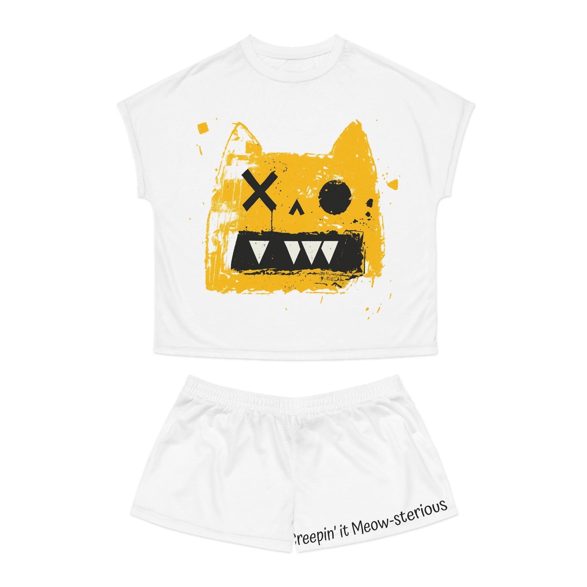 Meow-stery Cat Pajama Set – Cute Women’s Short Sleepwear & Loungewear