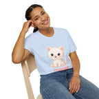 Cute Cat Meow T-Shirt – Unisex Softstyle Tee | Adorable Kitten Graphic for Kids & Adults | Perfect Gift for Cat Lovers