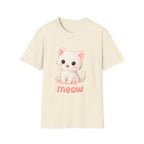 Cute Cat Meow T-Shirt – Unisex Softstyle Tee | Adorable Kitten Graphic for Kids & Adults | Perfect Gift for Cat Lovers