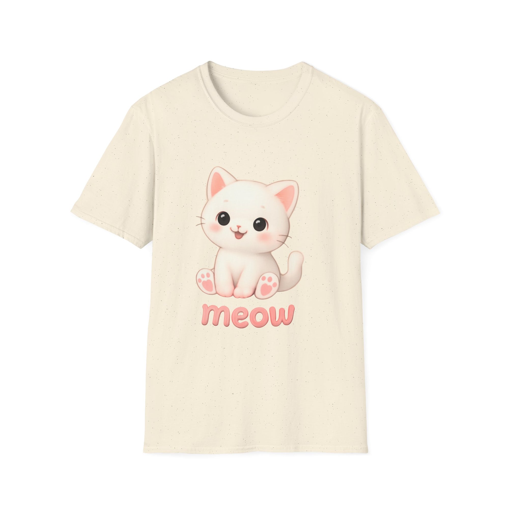 Cute Cat Meow T-Shirt – Unisex Softstyle Tee | Adorable Kitten Graphic for Kids & Adults | Perfect Gift for Cat Lovers