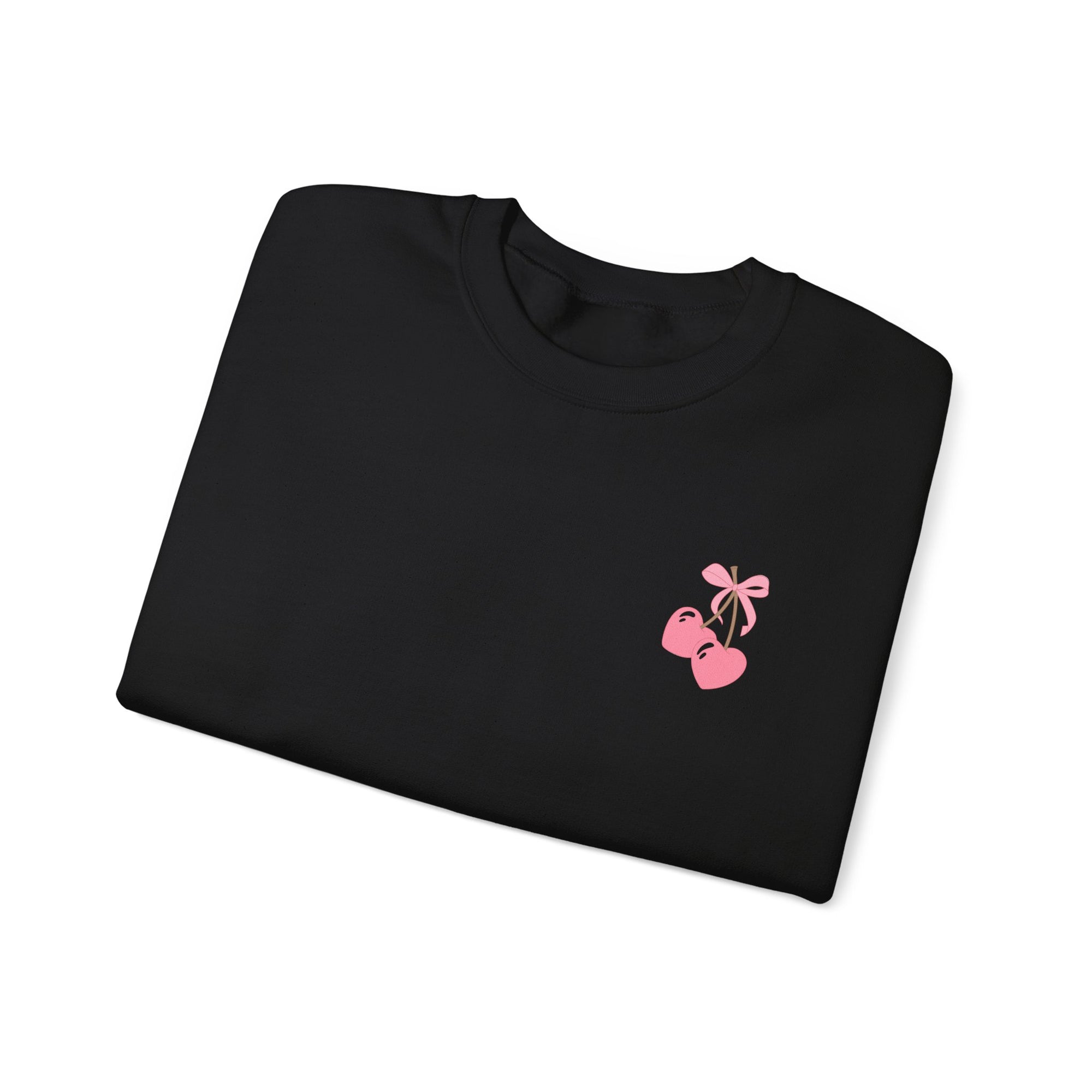Coquette Era Crewneck Sweatshirt – Cute Cherry Print, Cozy Women's Sweater, Playful Casual Fashion