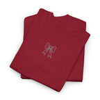 Minimalist Bow Graphic Tee – Cute Unisex T-Shirt, 100% Cotton Casual Wear (embroidered)