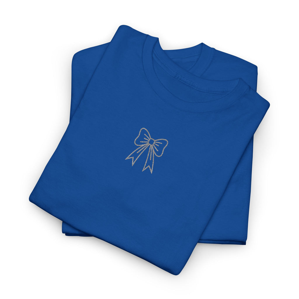Minimalist Bow Graphic Tee – Cute Unisex T-Shirt, 100% Cotton Casual Wear (embroidered)