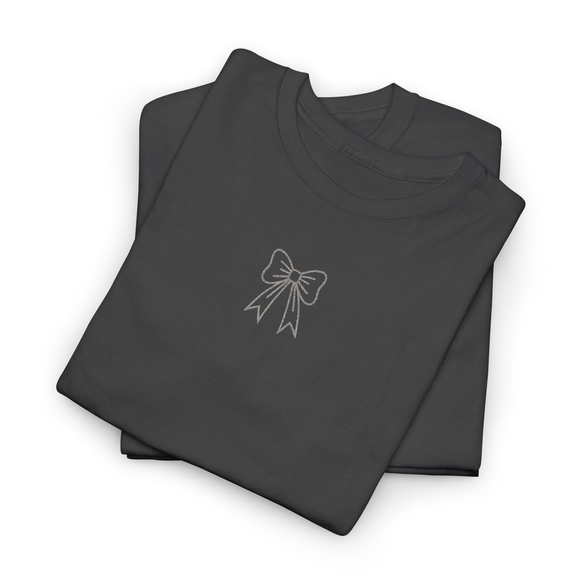 Minimalist Bow Graphic Tee – Cute Unisex T-Shirt, 100% Cotton Casual Wear (embroidered)