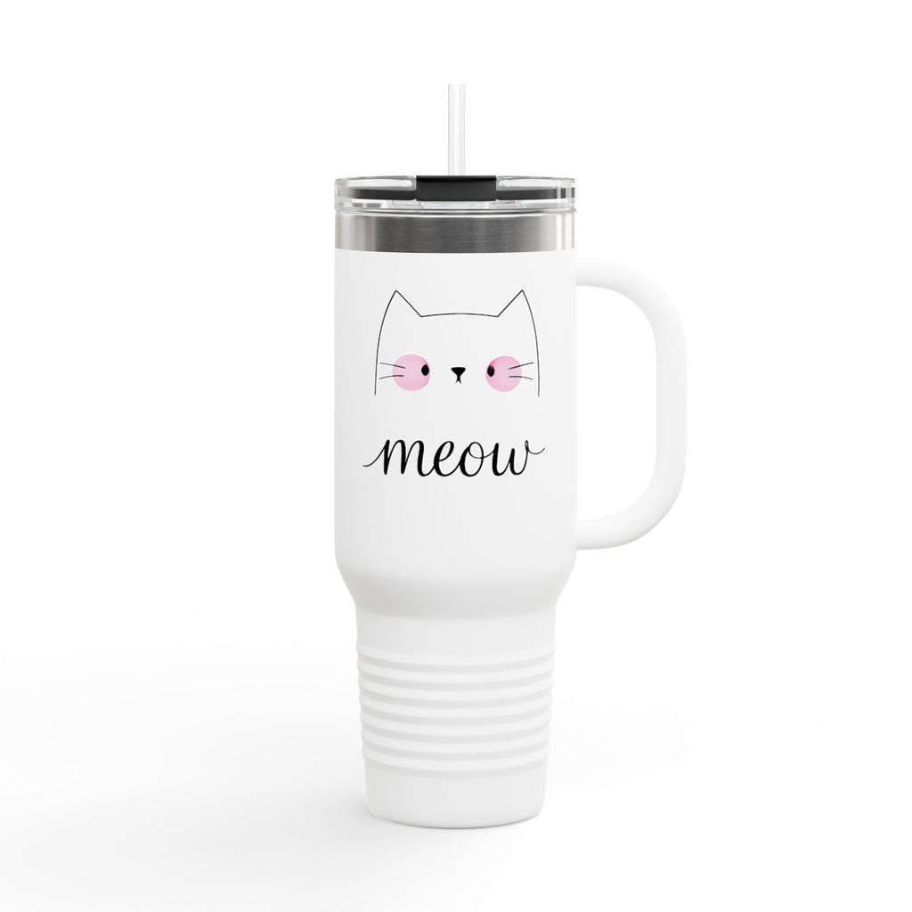 Cute Cat Insulated Travel Mug with Handle | Stainless Steel Tumbler for Coffee & Tea | Leak-Proof Gift for Cat Lovers