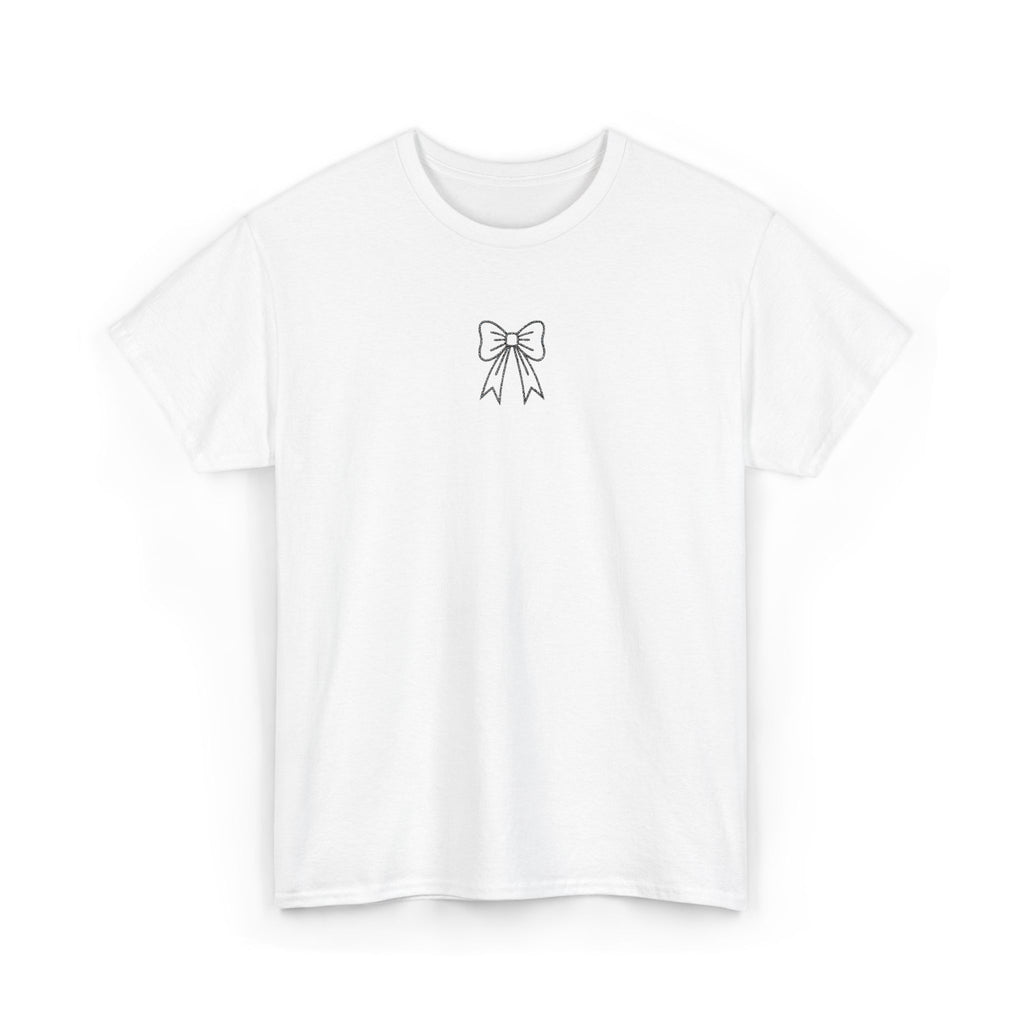Minimalist Bow Graphic Tee – Cute Unisex T-Shirt, 100% Cotton Casual Wear (embroidered)