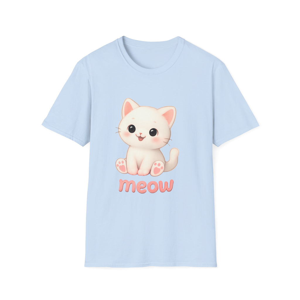Cute Cat Meow T-Shirt – Unisex Softstyle Tee | Adorable Kitten Graphic for Kids & Adults | Perfect Gift for Cat Lovers
