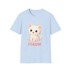Cute Cat Meow T-Shirt – Unisex Softstyle Tee | Adorable Kitten Graphic for Kids & Adults | Perfect Gift for Cat Lovers