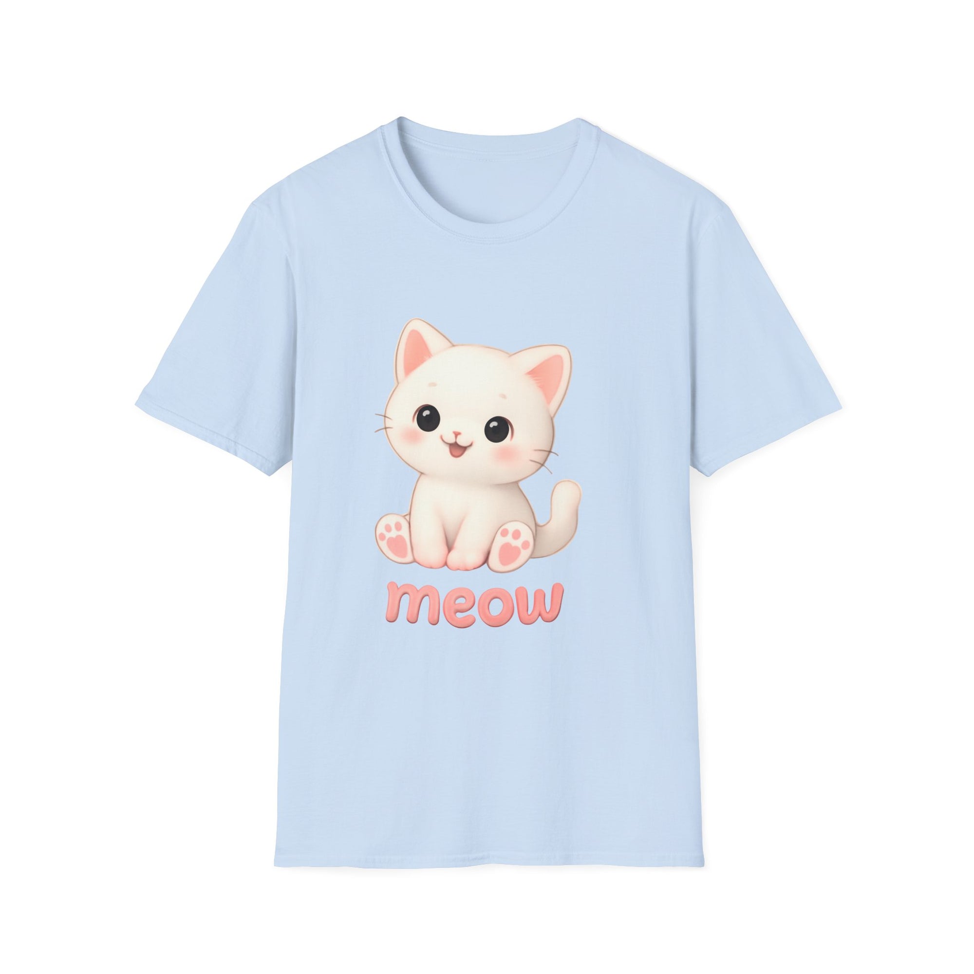 Cute Cat Meow T-Shirt – Unisex Softstyle Tee | Adorable Kitten Graphic for Kids & Adults | Perfect Gift for Cat Lovers
