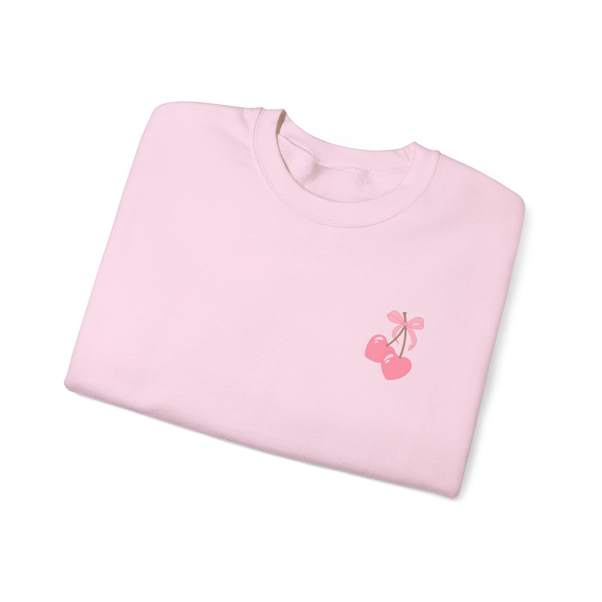 Coquette Era Crewneck Sweatshirt – Cute Cherry Print, Cozy Women's Sweater, Playful Casual Fashion
