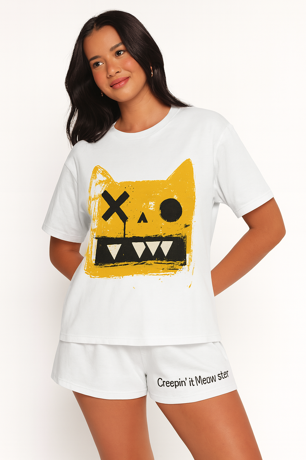 Meow-stery Cat Pajama Set – Cute Women’s Short Sleepwear & Loungewear