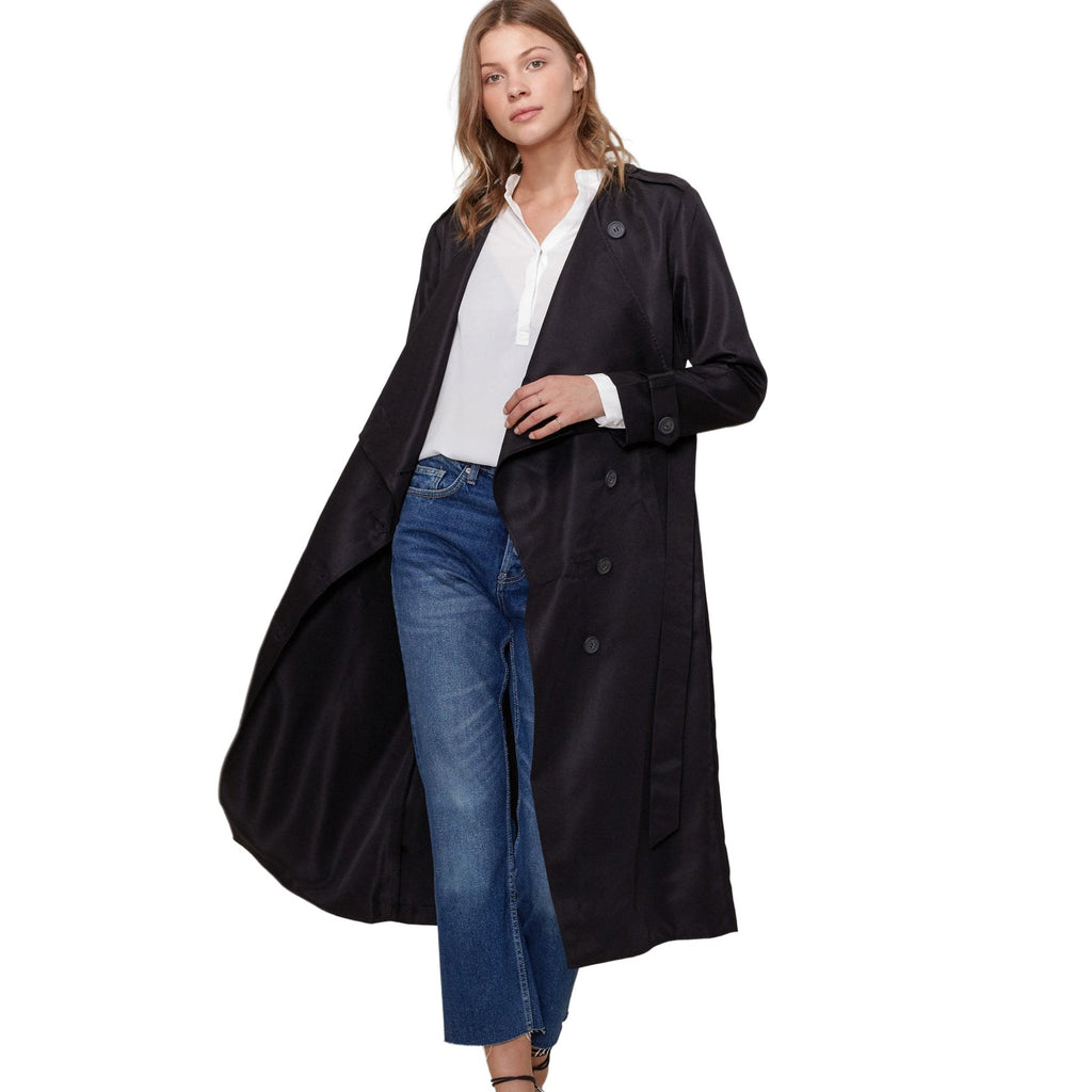Women's Tie Waist Maxi Trench Coat