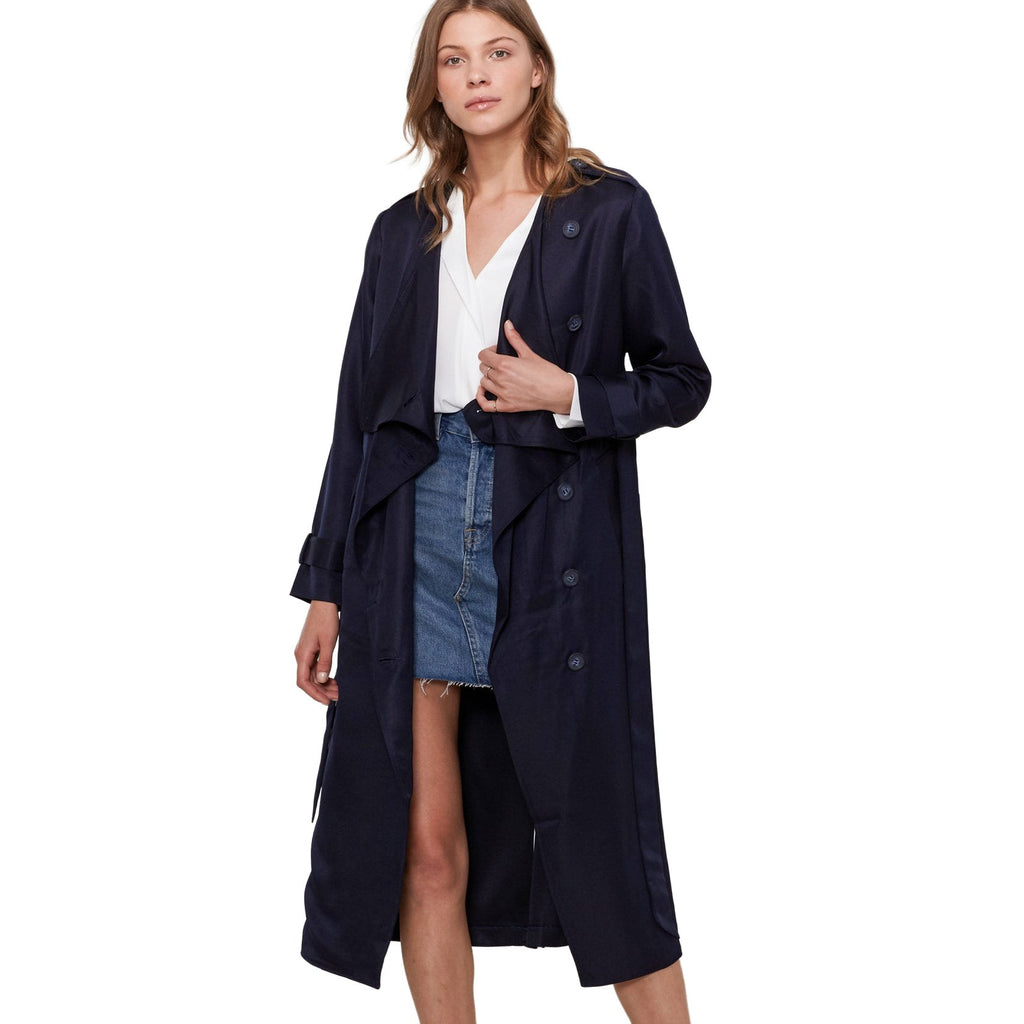Women's Tie Waist Maxi Trench Coat