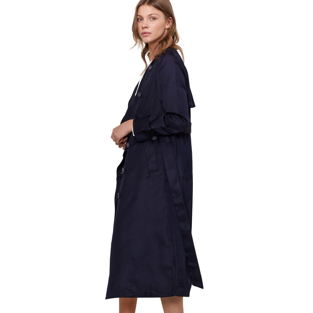 Women's Tie Waist Maxi Trench Coat