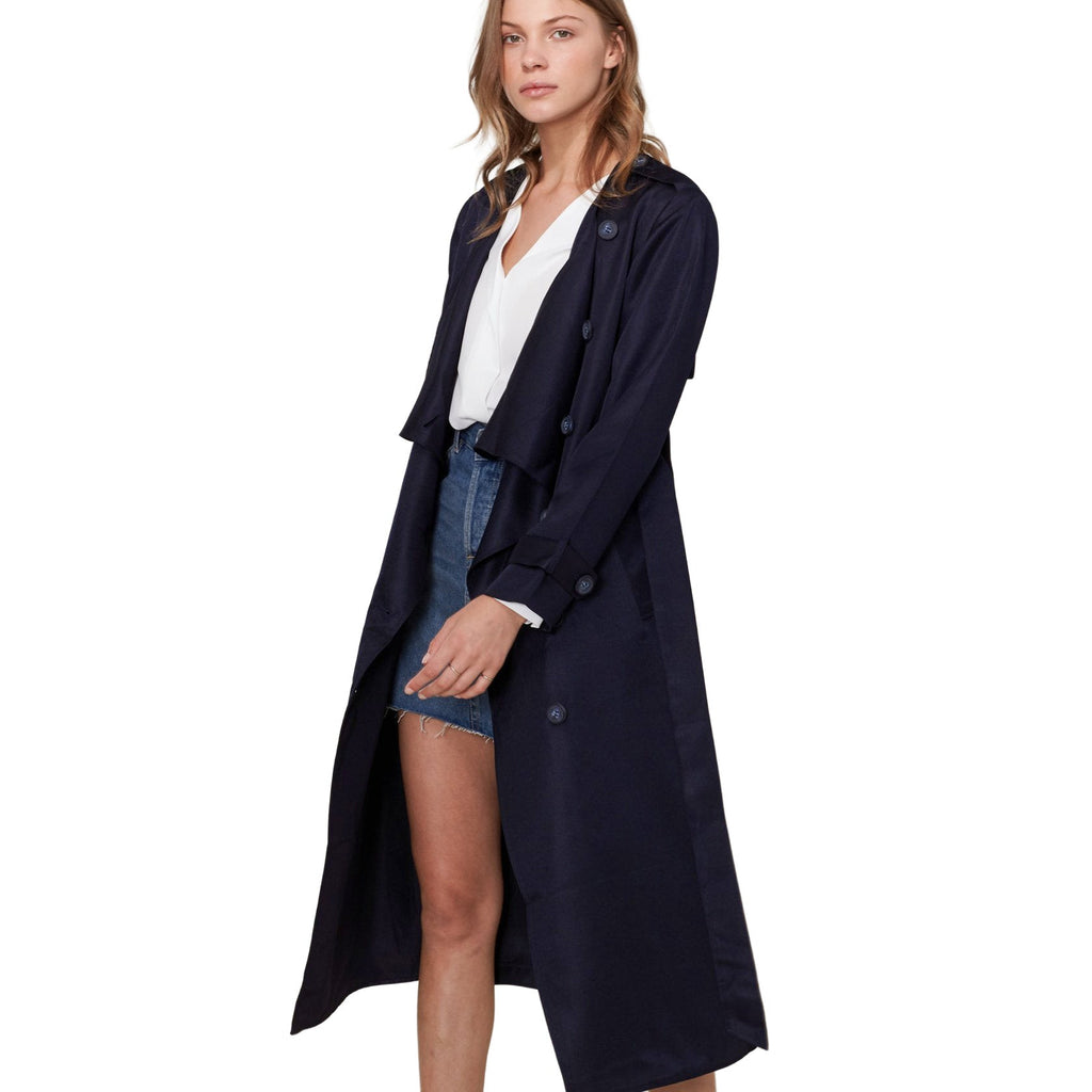Women's Tie Waist Maxi Trench Coat