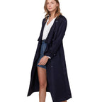 Women's Tie Waist Maxi Trench Coat