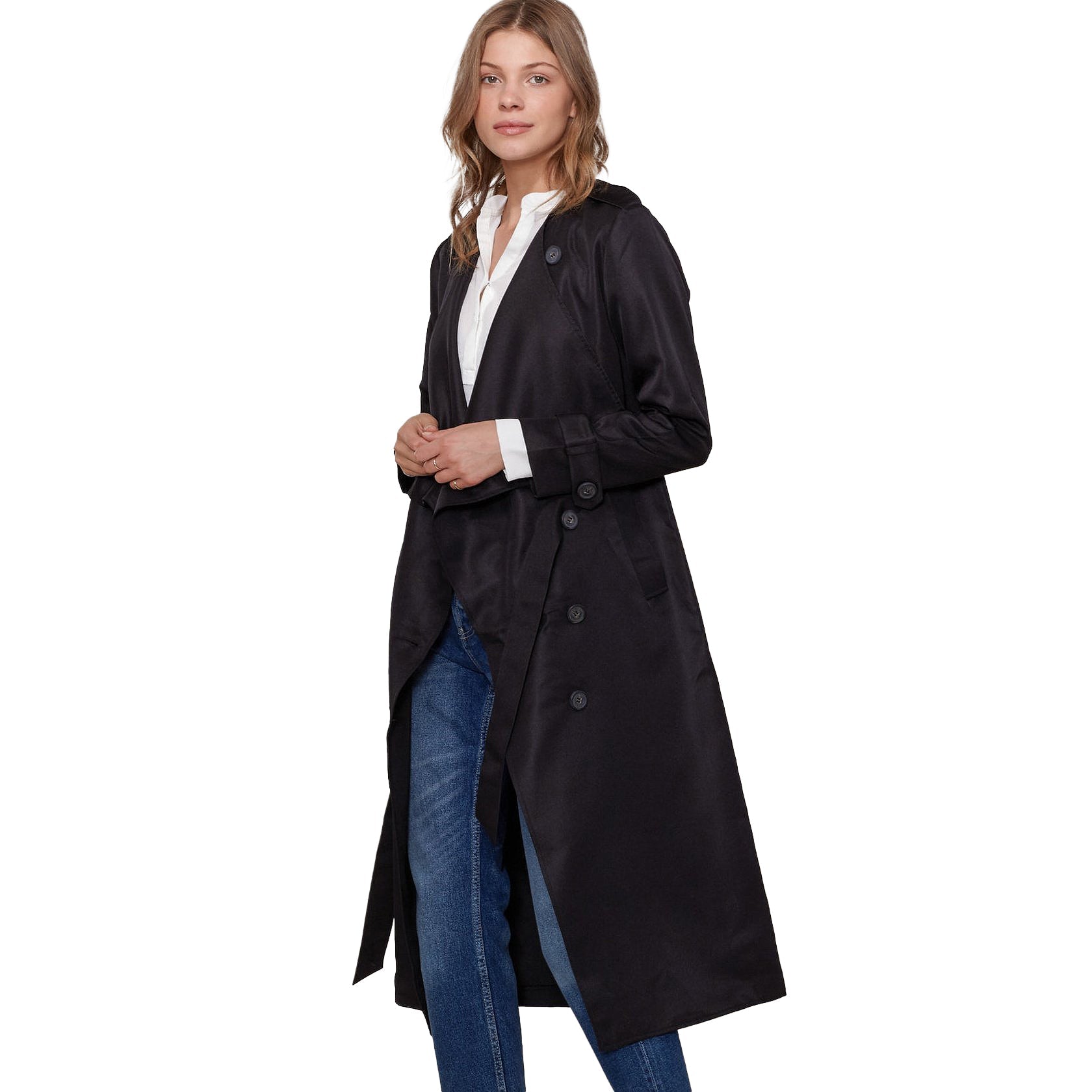 Women's Tie Waist Maxi Trench Coat