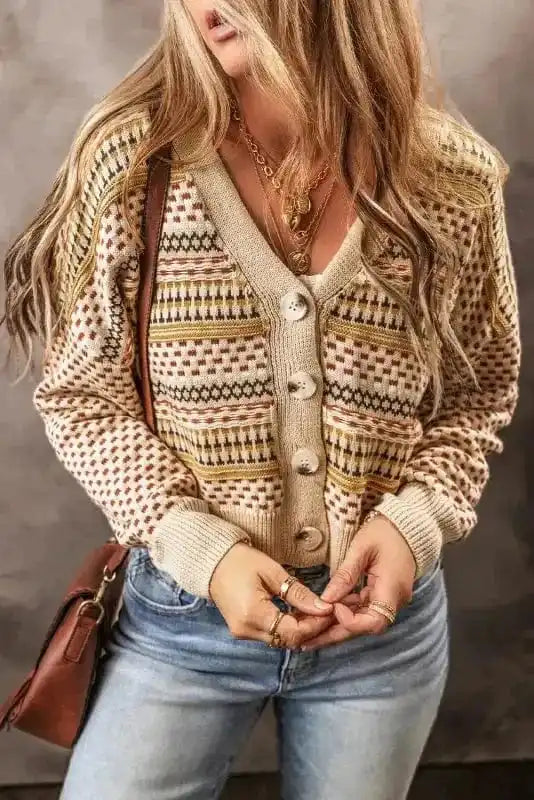 Buttoned Cropped Cardigan