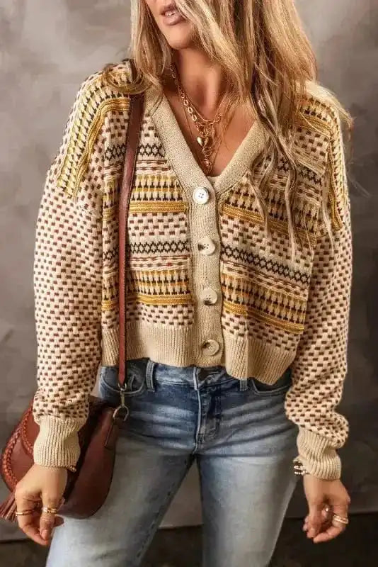 Buttoned Cropped Cardigan