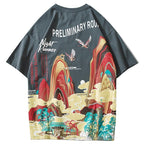 Streetwear T Shirt Men Hip Hop Chinese Colorful Fairyland Tshirt Short Sleeve Cotton