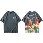 Streetwear T Shirt Men Hip Hop Chinese Colorful Fairyland Tshirt Short Sleeve Cotton