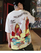 Streetwear T Shirt Men Hip Hop Chinese Colorful Fairyland Tshirt Short Sleeve Cotton