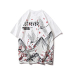 Streetwear Hip Hop T Shirt Men Harajuku Japanese Short Sleeve Tshirt Summer Casual Crane Cherry Floral T-Shirt