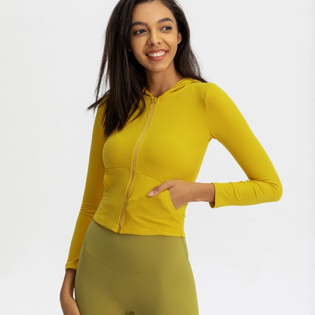 Seamless Yoga Hoodie – Women’s Long Sleeve Zipper Workout Jacket